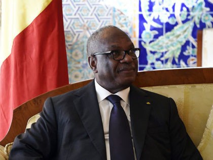 Mali president Ibrahim Boubacar Keita smiles during a meeting with President of the Algerian Senate, Abdelkader Bensalah (UNSEEN), in the capital Algiers on March 22, 2015. AFP PHOTO / FAROUK BATICHE (Photo credit should read FAROUK BATICHE/AFP via Getty Images)