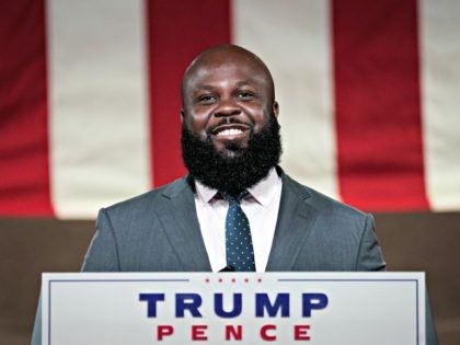 WASHINGTON, DC - AUGUST 27: Ja’Ron Smith, White House Director of Urban Affairs and Revitalization and deputy assistant to the President, pre-records his address to the Republican National Convention at the Mellon Auditorium on August 27, 2020 in Washington, DC. The convention is being held virtually due to the coronavirus …
