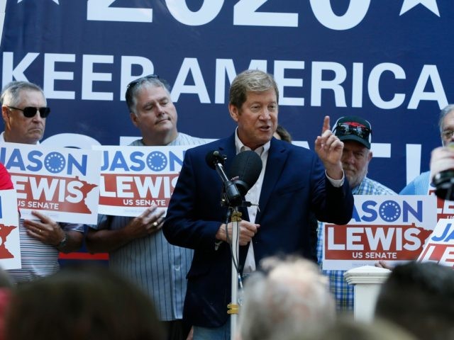 Republican and former U.S. Congressman Jason Lewis announces his run for a Senate seat in