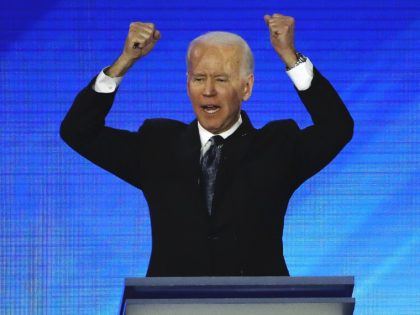 Joe Biden hooray fists (Elise Amendola / Associated Press)