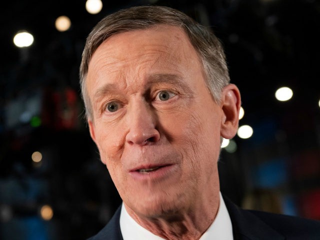 Democratic presidential hopeful Former Governor of Colorado John Hickenlooper speaks to the press in the Spin Room after participating in the second Democratic primary debate of the 2020 presidential campaign season hosted by NBC News at the Adrienne Arsht Center for the Performing Arts in Miami, Florida, June 27, 2019. …
