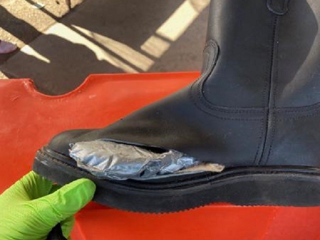 Border Patrol agents at an El Centro Sector immigration checkpoint found nearly two pounds of fentanyl hidden in a pair of boots worn by the driver. (Photo: U.S. Border Patrol/El Centro Sector)