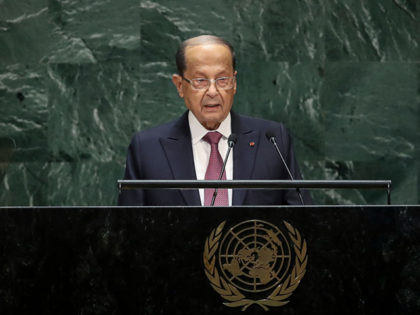 NEW YORK, NY - SEPTEMBER 25: President of Lebanon Michel Aoun addresses the United Nations