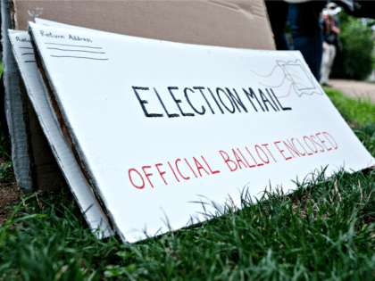 WASHINGTON, DC - AUGUST 15: Protest material that resemble mail-in election ballots are seen as demonstrators gather on Kalorama Park to protest President Donald Trump donor and current U.S. Postmaster General Louis Dejoy on August 15, 2020 in Washington, DC. The protests are in response to a recent statement by …