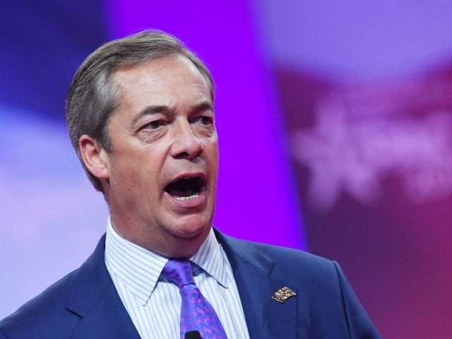 Former UK Independence Party leader and Brexit spearhead Nigel Farage speaks during the an