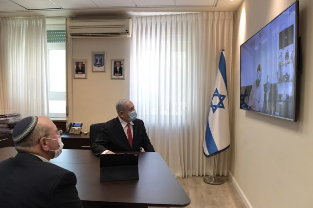 PM Netanyahu in videoconference with IIBR Director General Prof. Shmuel Shapira