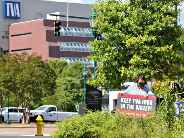 Protesters near the Tennessee Valley Authority in Chattanooga, Tenn., in June, a few months after the corporation announced layoffs.Credit...C.B. Schmelter/Chattanooga Times Free Press, via Associated Press