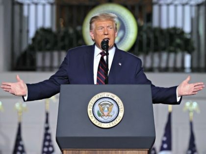 WASHINGTON, DC - AUGUST 27: U.S. President Donald Trump delivers his acceptance speech for