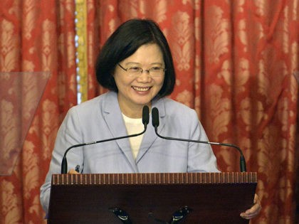 Taiwan President, Tsai Ing-wen speaks during a press conference at the Taipei Guest House on August 20, 2016. Tsai, who was inaugurated on May 20 as Taiwan's first female president, will mark her first 100 days in office next week and asked the public not to judge her job performance …