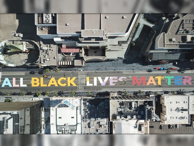 TOPSHOT - The words "All Black Lives Matter" are seen painted on Hollywood Blvd before the start a solidarity march between the LGBTQ+ and Black Lives Matter communities, June 14, 2020 in Hollywood California. - Protests against racism and police brutality continue around the country in the wake of the …