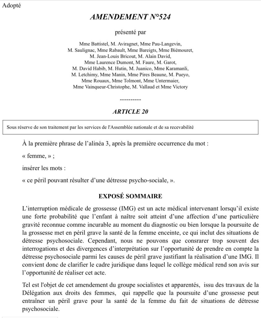 Amendment 524 to French bioethics law.