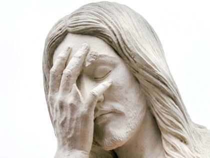 OKLAHOMA CITY - NOVEMBER 19: The A finger is seen missing on the ÒAnd Jesus WeptÓ statue