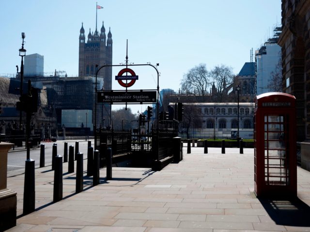 Empty streets are pictured in central London on March 25, 2020, after Britain's government