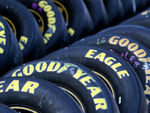 FORT WORTH, TX - NOVEMBER 03: Goodyear Eagle racing tires are seen in the garage area during Salute To Veterans Qualifying Days Fueled by Texas Lottery for the Monster Energy NASCAR Cup Series AAA Texas 500 at Texas Motor Speedway on November 3, 2017 in Fort Worth, Texas. (Photo by …