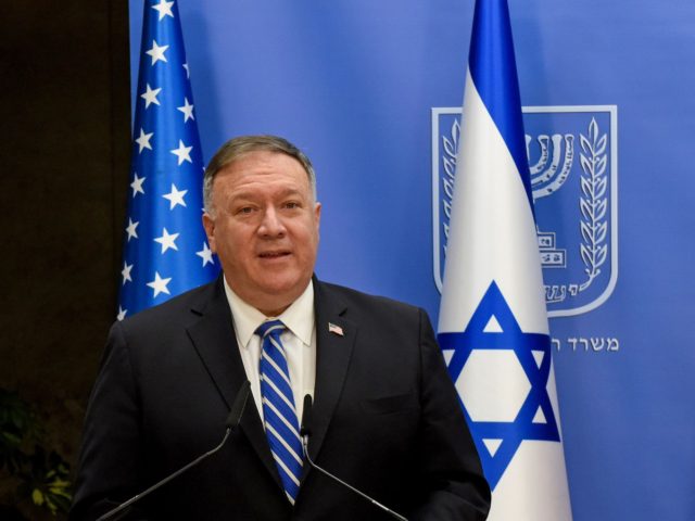 US Secretary of State Mike Pompeo speaks during a joint statement to the press with Israel