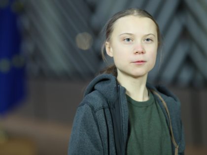 Swedish environmentalist Greta Thunberg speaks during a meeting at the Europa building in Brussels on March 5, 2020. (Photo by KENZO TRIBOUILLARD / AFP) (Photo by KENZO TRIBOUILLARD/AFP via Getty Images)