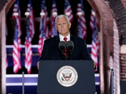 BALTIMORE, MARYLAND - AUGUST 26: Mike Pence accepts the vice presidential nomination durin