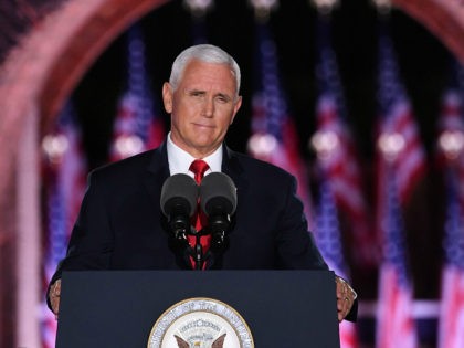 US Vice President Mike Pence speaks during the third night of the Republican National Conv