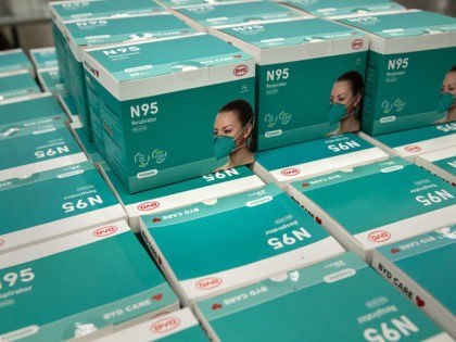 AUSTIN, TEXAS - AUGUST 07: N95 masks sit stored in a medical supply area at the Austin Convention Center on August 07, 2020 in Austin, Texas. The convention center was prepared for use as a field hospital for Covid-19 patients, if Austin hospitals were to become overwhelmed. In recent weeks, …