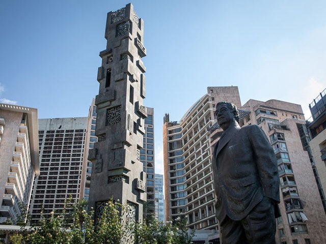 BEIRUT, LEBANON - AUGUST 18: A statue of Lebanon's former prime minister Rafik al-Hariri is seen near the site of the 2005 bombing that killed him on August 18, 2020 in Beirut, Lebanon. The Special Tribunal for Lebanon delivered a guilty verdict against one of four men on trial for …