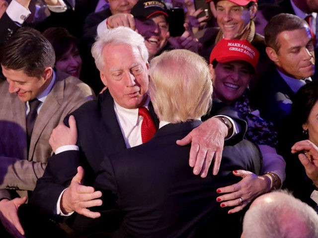 NEW YORK, NY - NOVEMBER 09: Republican president-elect Donald Trump hugs his brother Robert Trump after delivering his acceptance speech at the New York Hilton Midtown in the early morning hours of November 9, 2016 in New York City. Donald Trump defeated Democratic presidential nominee Hillary Clinton to become the …