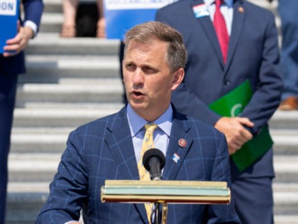 WASHINGTON, DC - JUNE 30: U.S. Rep. Sean Casten (D-IL), joined by members of the Select Committee on the Climate Crisis, delivers remarks during a news conference outside the U.S. Capitol on June 30, 2020 in Washington, DC. Speaker of the House Nancy Pelosi (D-CA) joined her colleagues to unveil …