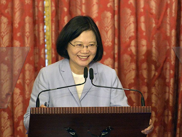 Taiwan President, Tsai Ing-wen speaks during a press conference at the Taipei Guest House