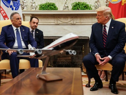 WASHINGTON, DC - AUGUST 20: U.S. President Donald Trump (R) hosts Iraqi Prime Minister Mus