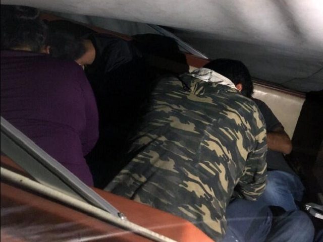 Yuma Sector Border Patrol agents find eight illegal aliens packed in a boat being towed by