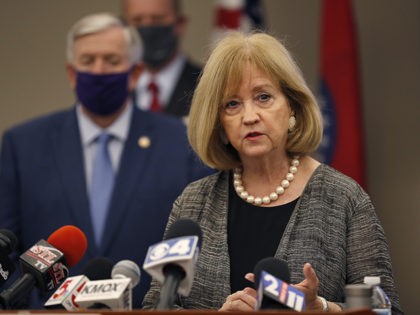 St. Louis Mayor Lyda Krewson speaks during a news conference Thursday, Aug. 6, 2020, in St. Louis. Officials announced St. Louis has been added to the list of cities that will receive assistance from Operation Legend, a federal anti-crime program launched to help city police in their effort to reduce …