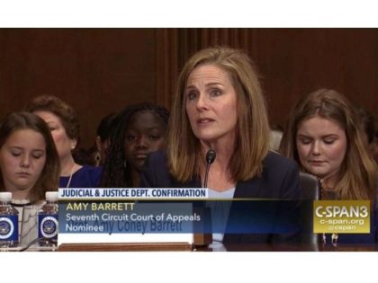 Amy Coney Barrett speaks during her Senate confirmation hearing for the 7th Circuit Court of Appeals in September 2017.