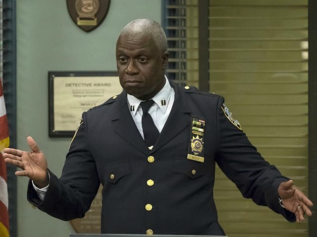 Andre Braugher, Terry Crews, and Andy Samberg in Brooklyn Nine-Nine (2013)