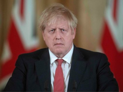 Britain's Prime Minister Boris Johnson addresses a news conference to give a daily update