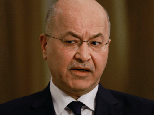 Iraq's President Barham Salih speaks during an interview with The Associated Press in Baghdad, Iraq, Friday, March 29, 2019. Salih says he does not see any "serious" opposition when it comes to the presence of American forces in Iraq as long as they are there for the specific mission of …