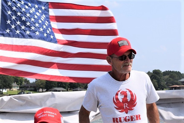 Boater Marcus Montegut tells Breitbart Texas why he, as a union worker, supports Donald Trump for president. (Photo: Lana Shadwick/Breitbart Texas)