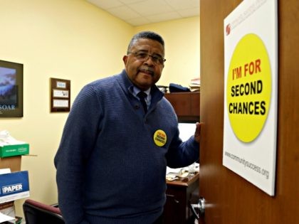 In this photo taken Wednesday, Dec. 18, 2019 Dennis Gaddy, the co-founder of the Raleigh-based Community Success Initiative, is shown at the door to his office in Raleigh, N.C. Gaddy, 62, served time behind bars and said he was unable to vote for seven years after being released from prison …