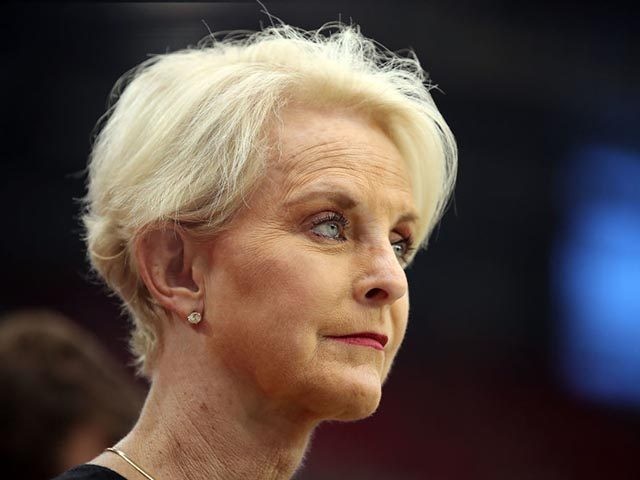 GLENDALE, AZ - SEPTEMBER 09: Cindy McCain, wife of the late U.S. Senator John McCain stand