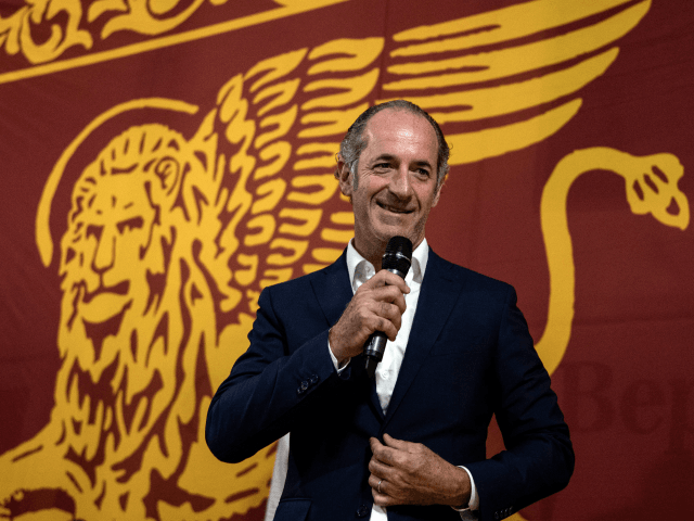 President of Veneto Region Luca Zaia gives a speech during a Lega Nord (Northern League) p