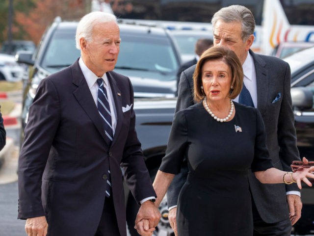 BALTIMORE, MARYLAND - OCTOBER 25: Democratic Presidential candidate, former Vice President Joe Biden, Speaker of the House Nancy Pelosi (D-CA) and Paul Pelosi arrive for the funeral of Rep. Elijah Cummings at New Psalmist Baptist Church on October 25, 2019 in Baltimore, Maryland. A sharecropper’s son who rose to become …
