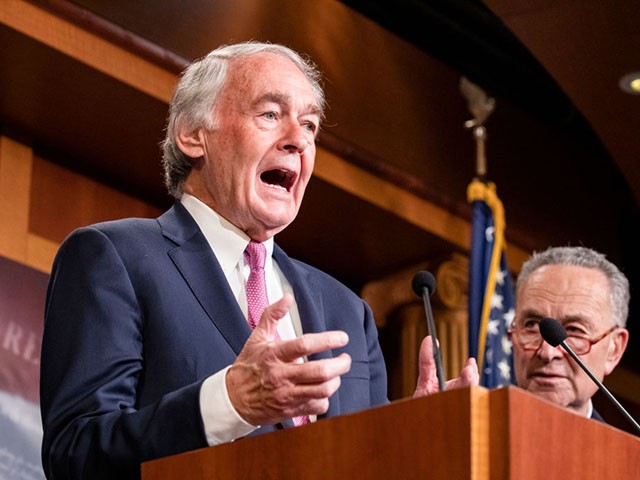 WASHINGTON, DC - JANUARY 24: Senator Ed Markey (D-MA) speaks during a press conference on the Senate impeachment trial of President Donald Trump on January 24, 2020 in Washington, DC. Democratic House managers conclude their opening arguments on Friday as the Senate impeachment trial of President Donald Trump continues into its fourth day. (Photo by Samuel Corum/Getty Images)
