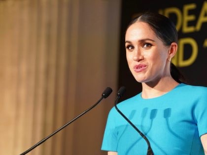 LONDON, ENGLAND - MARCH 05: Meghan, Duchess of Sussex announces an award during the annual