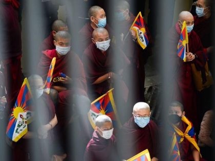 Tibetans living in exile wait to take part in an event to mark the 61st anniversary of the Tibetan Uprising Day that commemorates the 1959 Tibetan uprising, in McLeod Ganj on March 10, 2020. (Photo by Sajjad HUSSAIN / AFP) (Photo by SAJJAD HUSSAIN/AFP via Getty Images)