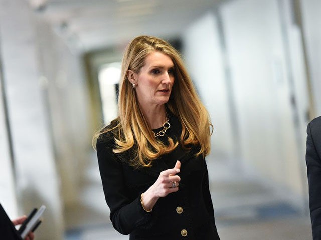 US Senator Kelly Loeffler, R-GA, arrives for the Republican policy luncheon at the Hart Senate Office Building in Washington, DC on March 19, 2020. - Loeffler and Senator Richard Burr are facing calls to resign after it was reported that the Republican lawmakers sold stock holdings before the COVID-19 epidemic …