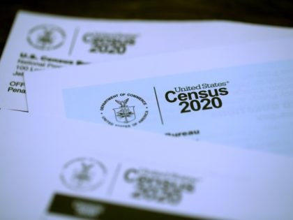 SAN ANSELMO, CALIFORNIA - MARCH 19: The U.S. Census logo appears on census materials received in the mail with an invitation to fill out census information online on March 19, 2020 in San Anselmo, California. The U.S. Census Bureau announced that it has suspended census field operations for the next …