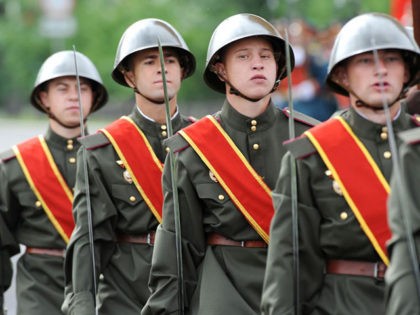 CHITA, RUSSIA - JUNE 24: Parade formations during a Victory Day military parade, marking the 75th anniversary of the victory in World War II, on June 24, 2020 in Chita, Russia. The 75th-anniversary marks the end of the Great Patriotic War when the Nazi's capitulated to the then Soviet Union. …