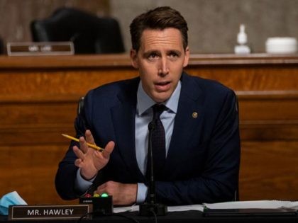 WASHINGTON, DC - AUGUST 05: Sen. Josh Hawley, (R-MO), speaks during a Senate Judiciary Committee hearing on "Oversight of the Crossfire Hurricane Investigation" on Capitol Hill on August 5, 2020 in Washington, DC. Crossfire Hurricane was an FBI counterintelligence investigation relating to contacts between Russian officials and associates of Donald …