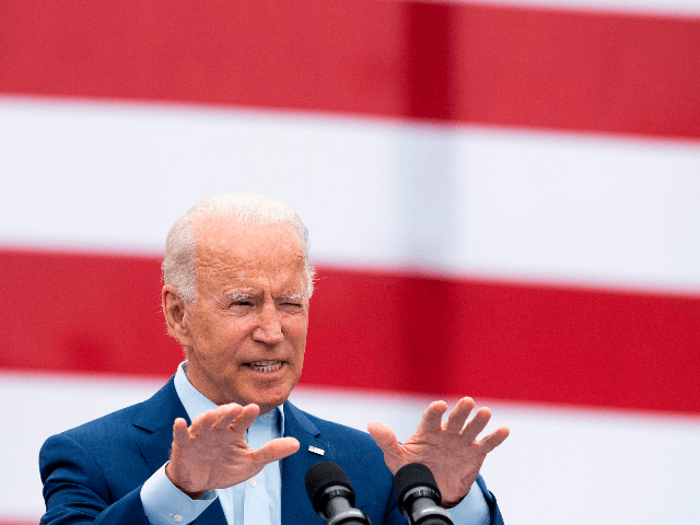 Democratic presidential candidate Joe Biden speaks at the United Auto Workers (UAW) Union Headquarters in Warren, Michigan, on September 9, 2020. (Photo by JIM WATSON / AFP) (Photo by JIM WATSON/AFP via Getty Images)