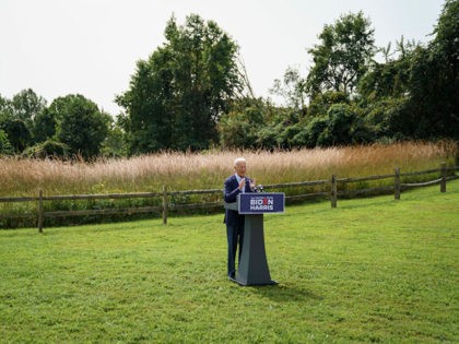 WILMINGTON, DE - SEPTEMBER 14: Democratic presidential nominee Joe Biden speaks about climate change and the wildfires on the West Coast at the Delaware Museum of Natural History on September 14, 2020 in Wilmington, Delaware. Biden has scheduled campaign stops in Florida, Pennsylvania and Minnesota later this week. (Photo by …