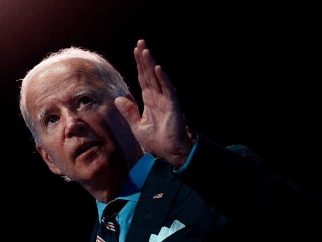 Democratic Presidential Candidate Joe Biden speaks during a press conference after meeting