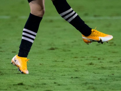 NASHVILLE, TN - AUGUST 30: Detail view of Nike soccer cleats during the match between the Nashville SC and the Inter Miami at Nissan Stadium on August 30, 2020 in Nashville, Tennessee. Nashville defeats Miami 1-0. (Photo by Brett Carlsen/Getty Images)
